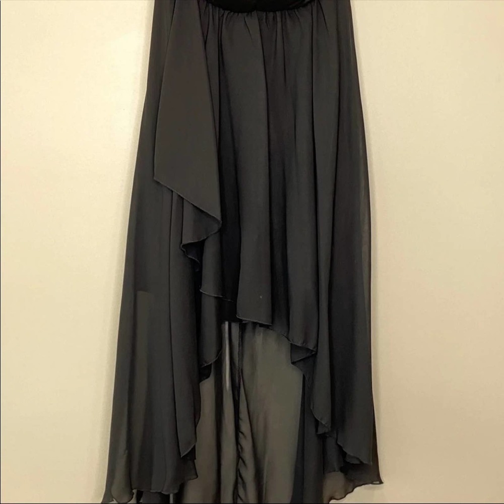 Black Strapless Sheer High Low Dress Size Large Black Dress - Picture 4 of 9